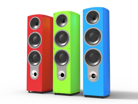 Modern bright colorful loudspeakersの写真素材