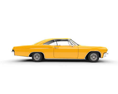 Classic muscle yellow car - side viewの写真素材
