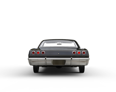 Classic muscle black car - back viewの写真素材