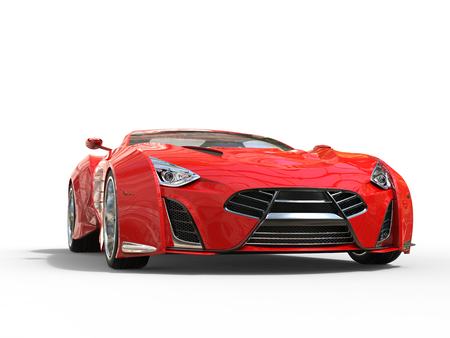 Red supercar - studio shot - front viewの写真素材