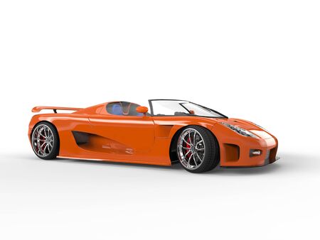 Orange sportscar with blue seats - side viewの写真素材