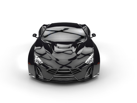 Black concept supercar - top front viewの写真素材
