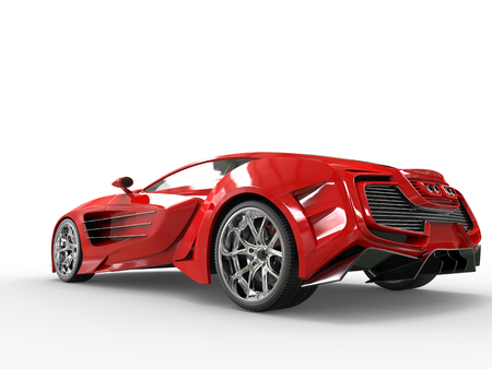 Red concept supercar - back view - closeupの写真素材