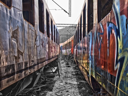 Abandoned train wagons - painted