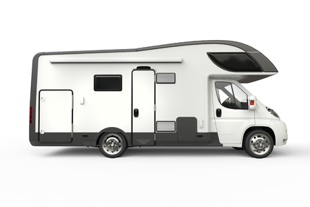 Big camper vehicle - side view - isolated on white backgroundの写真素材