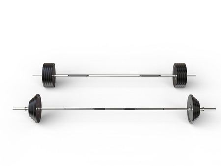 barbell weights - top view - isolated on white background - 3D Renderの写真素材