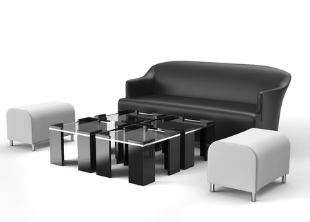 Modern living room furniture - isolated on white bacground - 3D renderの写真素材