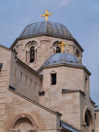 Orthodox church with golden crosses