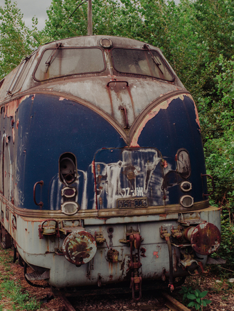 Old rusty derelict locomotive from the fiftiesの写真素材