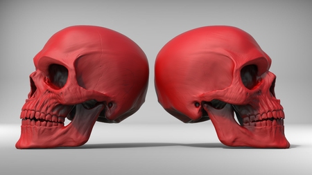 Red skulls - 3D Illustrationの写真素材