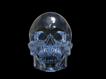 Crystal skull - front view - 3D Illustrationの写真素材