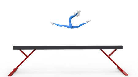 Split jump on a blance beam - girl gymnast - 3D Illustrationの写真素材