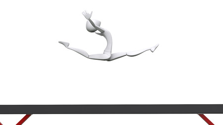Gymnast girl - split leap - balance beam - 3D Illustrationの写真素材
