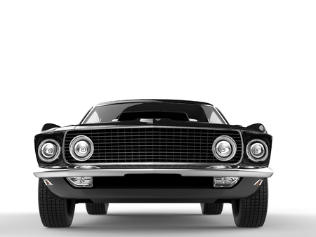 Black muscle car - front closeup shotの写真素材