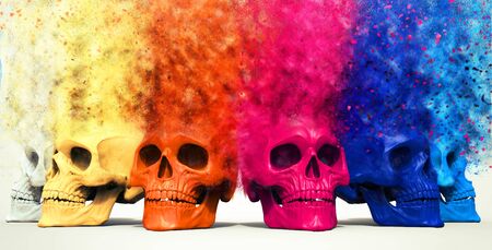 Explosion of colors - skullsの写真素材