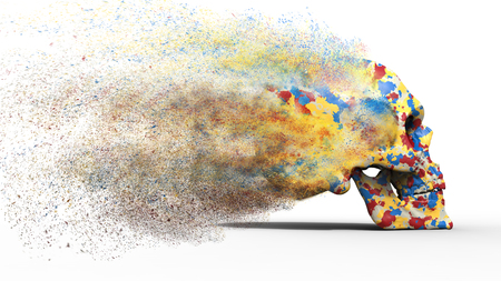 Blasted colorful skullの写真素材