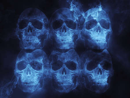 Blue flaming smoke skulls