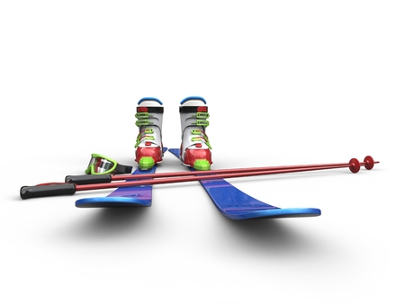 Colorful ski equipment - front view closeup shotの写真素材