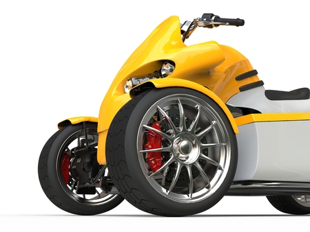 Electric all terrrain vehicle - front wheel closeup shot
