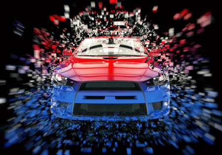 Two tone sports car - abstract pixel illustrationの写真素材