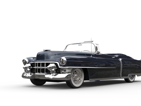 Dark blue oldtimer car - isolated on white backgroundの写真素材