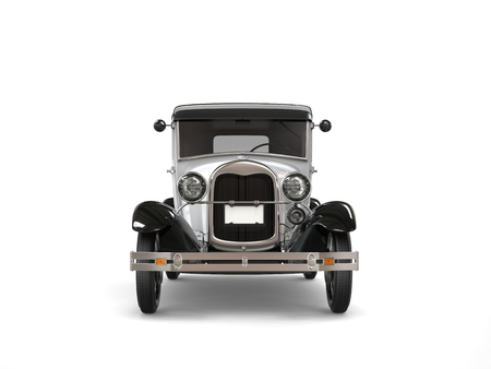 Cool oldtimer silver vintage car - front viewの写真素材