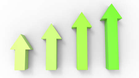 Bright green arrows pointing upの写真素材