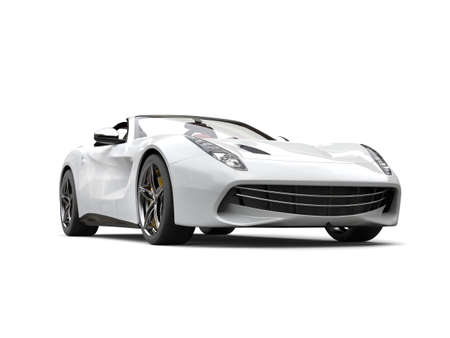 Luxury clean white sports car - low angle viewの写真素材