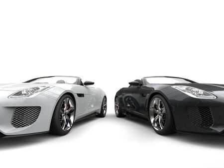 Extraordinary black and white modern convertible sports cars - closeup shotの写真素材