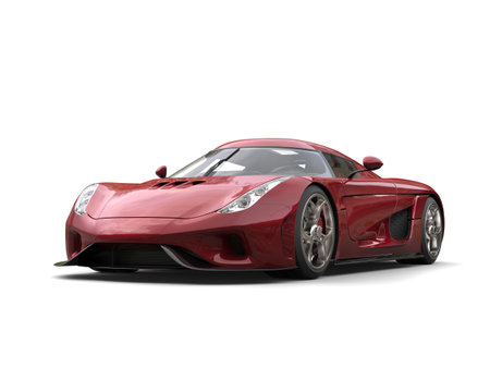 Metallic red modern super race car - studio shotの写真素材