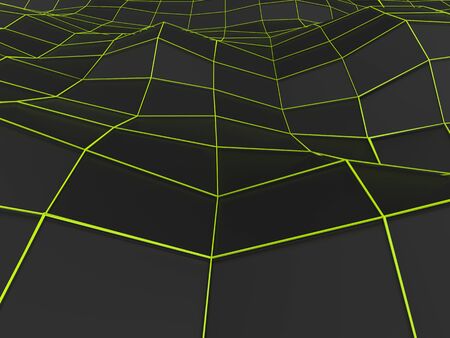 Abstract low poly environment with bright green lines