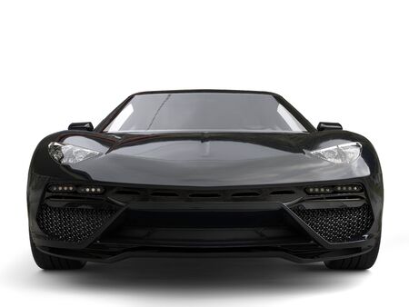 Awesome jet black modern sports car - front view closeupの写真素材