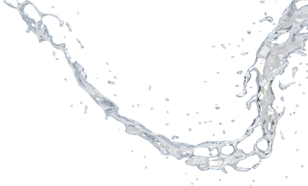 Abstract clear water curved flow and dropletsの写真素材