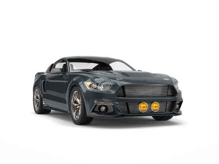 Gray blue urban muscle car - studio shotの写真素材