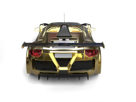 Beautiful golden supercar - back viewの写真素材