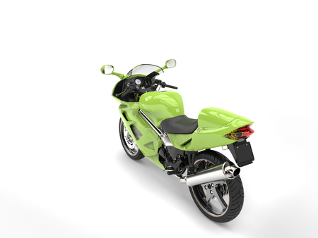 Modern green super sports bike - top back viewの写真素材