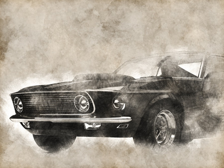 Illustration of awesome vintage muscle carの写真素材