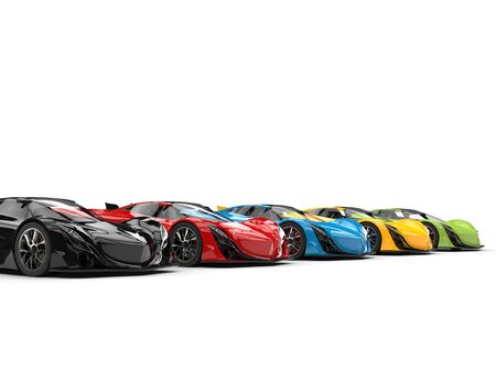 Futuristic concept super race cars in various colorsの写真素材
