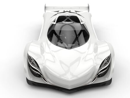 Clean white futuristic racing concept car - top down viewの写真素材