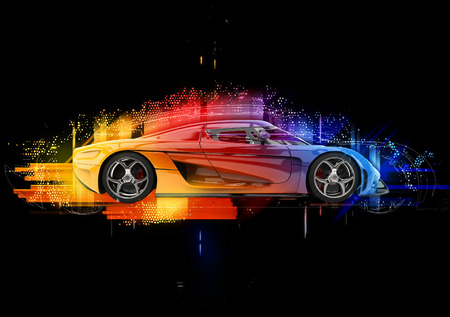 Concept sports car - colorful abstract illustrationの写真素材