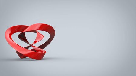 Red metal abstract art sculpture in a studioの写真素材