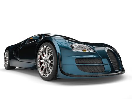 Metallic cyan modern super sports car - front view epic shotの写真素材