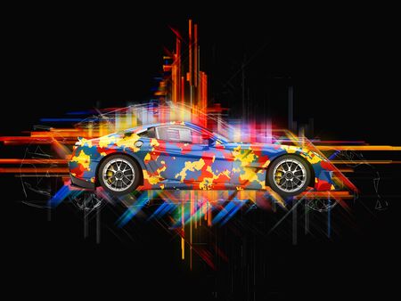 Insane camo super car - modern illustrationの写真素材
