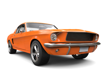 Beautiful orange vintage American muscle carの写真素材