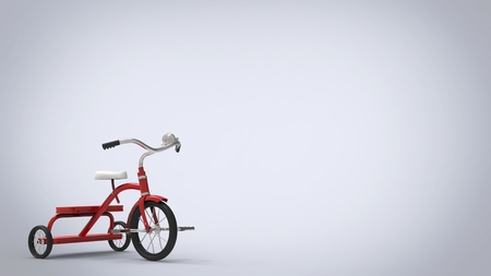 Pretty vintage red tricycle - white backgroundの写真素材