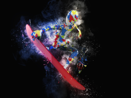 Snowboarder clolorful modern 3D illustrationの写真素材