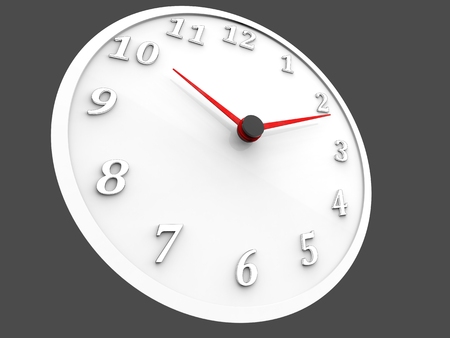 White wall clock with red dialsの写真素材