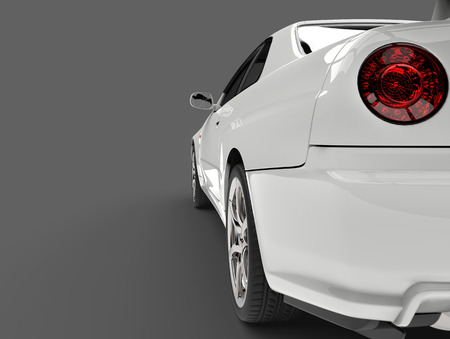 Show white urban sports car - taillight closeup shotの写真素材