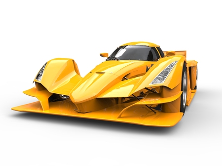 Burning yellow modern super sports car - closeup shot