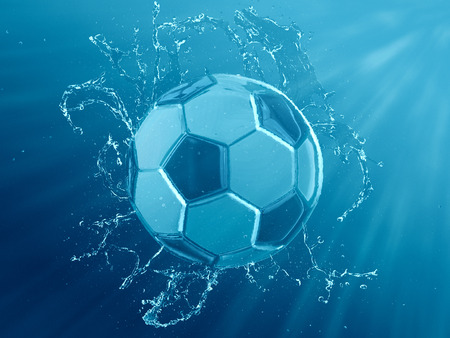 Soccer ball - water splashの写真素材